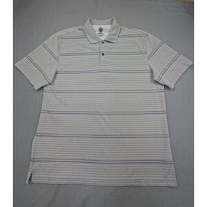 Trump Golf Men's Polo Shirt Gray Striped Performance Short Sleeve Size Large L/G